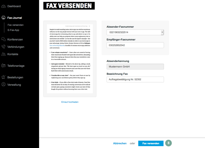 Fax versenden