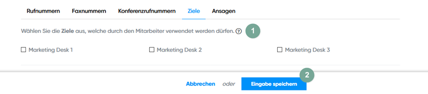 Mitarbeiter Berechtigung Ziele